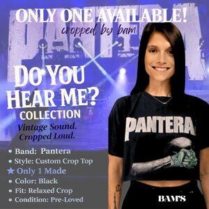 Custom Pantera Cropped Band Tee – 1 of 1 BAM Studio Cut | Size L | Rare